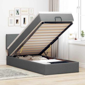 vidaXL Vidaxl - Cama Otomana Con Colch&oacute;n Y Led Tela Gris Oscuro 80x200cm