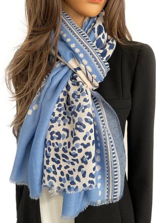 The Accessory Co. Ladies Large Leopard Print Scarf for Women, Animal Print Scarves, Long Neck Scarf, Designer Shawl Wrap Tiger Zebra, Mustard Yellow Green Pink (Baby Bl