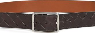 Bottega Veneta Mens Belt Reverso Two-Tone Brown Leather Calfskin