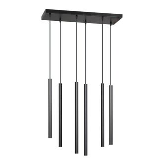 Wonderlamp Regleta de techo con 6 pantallas cilíndricas de metal negro ø3cm