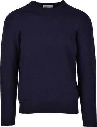 Gran Sasso Zuivere wollen trui - Heren - Ronde hals truien - Blauw - XL - Wol - Truien & Vesten