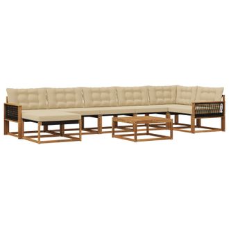 vidaXL Conjunto De Sof&aacute;s De Exterior Con Coj&iacute;n 8 Pcs Natural Y Beige Vidaxl