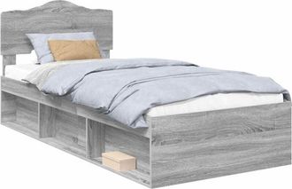 vidaXL Bed Frame Grey Sonoma 90 x 200 cm Solid Pine Wood vidaXL