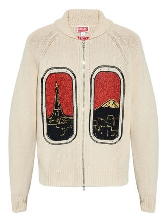 Kenzo Wollen vest met print - Beige