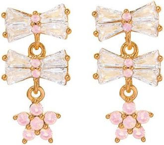 Girls Crew Little Blushing Bows Drop Earrings in Gold/pink at Nordstrom