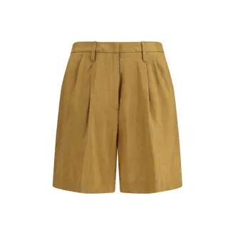 Forte_Forte Beige Linen Bermuda Womens Shorts