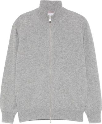 Brunello Cucinelli Luxe Cashmere Cardigan- Made in Italy - Heren - Cashmere truien - Grijs - 3XL - Kasjmier - Truien & Vesten