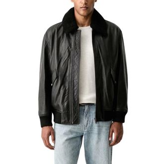 HUGO BOSS Jassen, Heren, Zwart, L, Leather Jassen