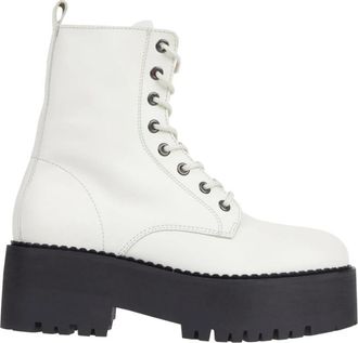 Tommy Jeans Witte Rits Enkellaarzen - Dames - Veterlaarzen - Wit - 37 EU - Leer - Schoenen