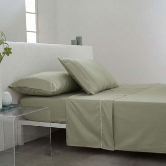 COTTON ARTEAN Juego de cama sat&eacute;n algod&oacute;n 300 hilos verde 210x270 Cama 135