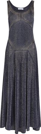 Paco Rabanne Embellished Metallic-knit Midi Dress - Navy - S (UK8-10 / S)