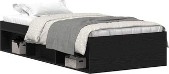 vidaXL Bed Frame without Mattress Black Oak 90x190 cm Engineered Wood Vidaxl