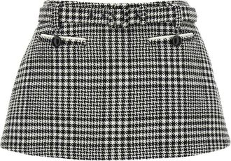 Self Portrait Houndstooth Skort - Dames - Bermuda - Veelkleurig - M - Wol - Korte Broeken