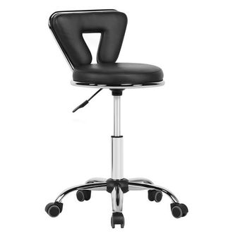Yaheetech Sgabello Per Parrucchiere Estetista Altezza Regolabile Con Schienale E Ruote Girevole Imbottito In Finta Pelle Nero Per Tattoo Studio Salone - Yaheete