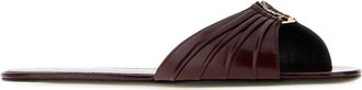 Saint Laurent Womens Burgundy Leather Babylone Slippers Vintagebordeaux Scarpe Con Tacco High Heel Shoes