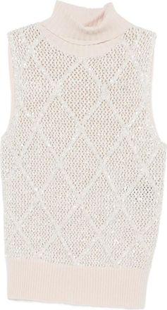 D.exterior sequin lattice sweater - Neutrals