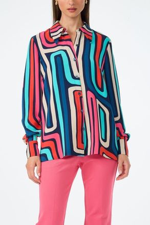 Trina Turk Montero Geometric Button-Up Top in Multi at Nordstrom, Size X-Small