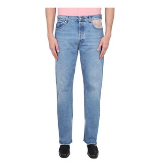 S&eacute;fr Slim-fit Jeans, male, Blue, Size: W31 Straight Cut Jeans Flower Denim