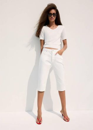 Mango Pullover maglia collo a V bianco - Donna - XXL - MANGO