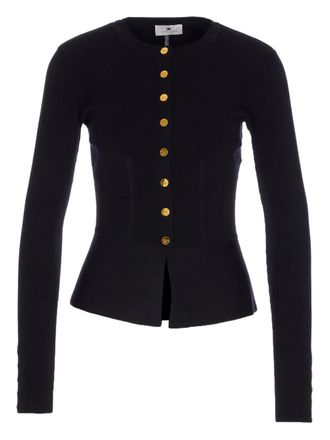 Elisabetta Franchi button-cuff ribbed cardigan - women - Viscose/Polyester/Polyamide - 42 - Black