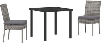 vidaXL Garden Dining Set 3 pcs Grey Poly rattan Vidaxl