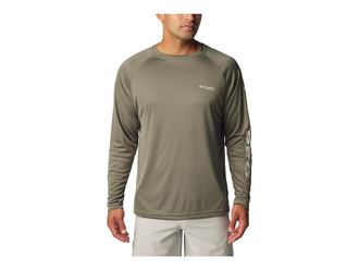 Columbia Terminal Tackletm Long Sleeves Shirt Mens T Shirt Cypress/Cool Grey Logo : SM, Polyester