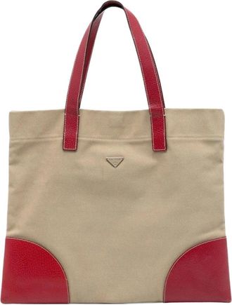 Prada Pre-owned Tote Bags, female, Multicolor, Size: ONE SIZE Pre-owned Canvas Tote Bag