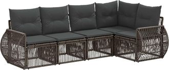 vidaXL Conjunto De Sof&aacute;s De Jard&iacute;n 5 Uds. Gris Y Gris Oscuro Vidaxl