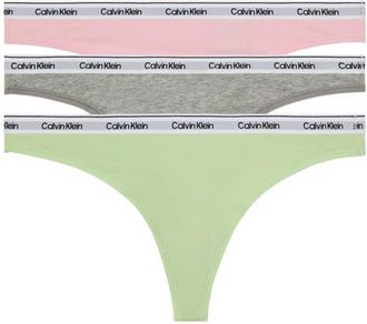 Calvin Klein 3-Pack Cotton Thongs in Coral Grey Green at Nordstrom, Size X-Large