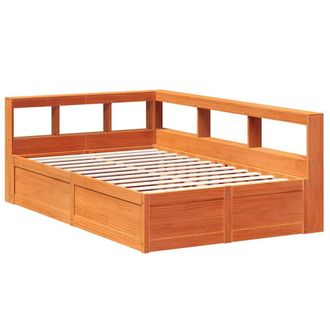 Berkfield Home Decorative Bookcase Bed without Mattress Wax Brown 120x190cm Soli | Size: 120x190 cm