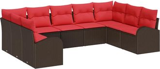 vidaXL Juego De Sof&aacute; Marr&oacute;n [sint&eacute;tico]: Rattan De Poli&eacute;ster Vidaxl