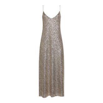 Blanca Vita Geborduurde Sequin V-hals Jurk - Dames - Maxi kleedjes - Roze - M - Polyester - Kleedjes