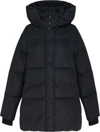 Canadian Winter Jackets, female, Black, Size: L Black Finlay Jacket with Button and Zip Closure