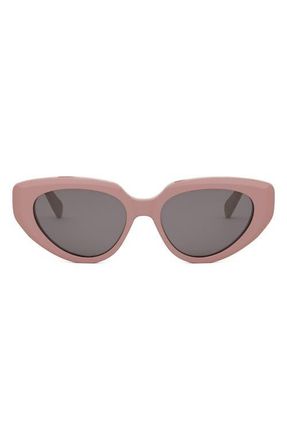 Celine Bold 3 Dots 53mm Cat Eye Sunglasses in Shiny Pink /Smoke at Nordstrom