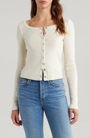 Re/Done Scoop Neck Cotton Cardigan in Vintage White at Nordstrom, Size X-Small