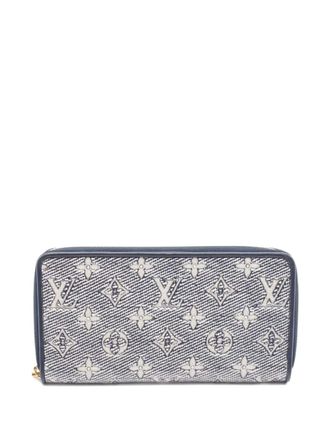 Louis Vuitton 2021 monogram jacquard zip wallet - women - Canvas/Calf Leather - One Size - Blue
