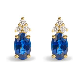 House of Brilliance 10K Yellow Gold Birthstone and Diamond Trio Stud Earrings