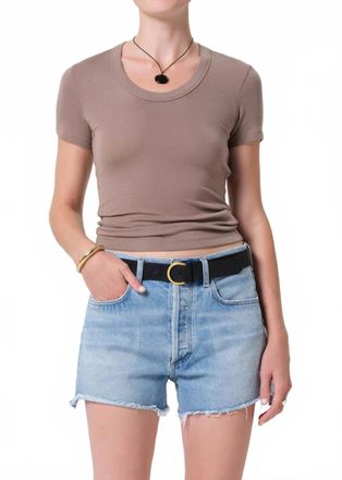 OAT New Yor Maude U Neck Tee In Beige
