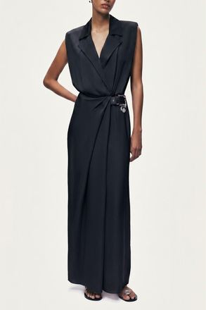 Nocturne Embellished Belt-Detail Maxi Dress in Black at Nordstrom, Size X-Small