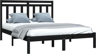 vidaXL Vidaxl - Estructura De Cama Madera Maciza Negra King Size 150x200 Cm