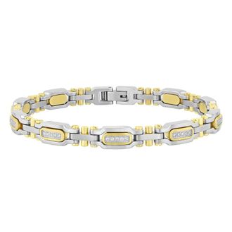 Robert Alton 3/8CTW Diamond Stainless Steel Two-Tone Bracelet with Yellow Finish