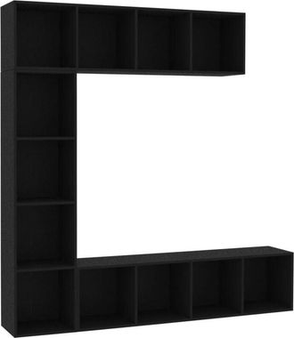 vidaXL 3 Piece Book/TV Cabinet Set Black 180x30x180 cm Vidaxl