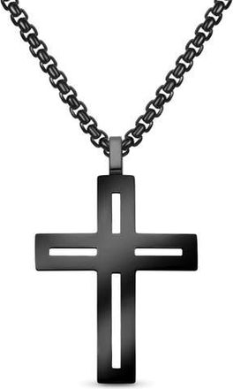 Edforce Mens Cut-Out Cross Necklace in Black at Nordstrom Rack