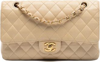 Chanel Borsa a spalla Double Flap media in pelle Caviar 2009-2010 - Marrone