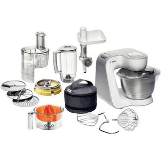Bosch Mum54251 - Robot De Cocina Con Cuenco De Mezclar De Acero Y Accesorios, 900 W, Capacidad De 3,9 L, Color Blanco Y Plata