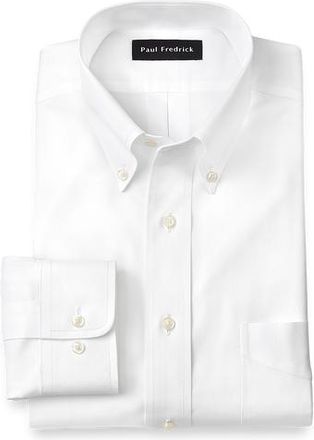 Paul Fredrick Tailored Fit Non-iron Cotton Pinpoint Solid Button Down Collar Dress Shirt in White at Nordstrom, Size 15.5 - 35