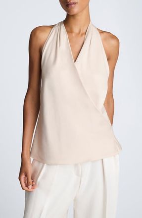 Kenneth Cole Crossover Tie Back Halter Blouse in Tanline at Nordstrom, Size Medium