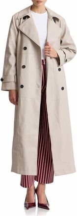Avec Les Filles Oversize Raglan Faux Leather Trench Coat in Bone at Nordstrom, Size X-Large