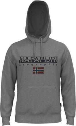 Napapijri Grijze Katoenen Hoodie Stijlvol Comfort - Heren - Hoodies - Grijs - XL - Katoen - Hoodies & sweatvesten