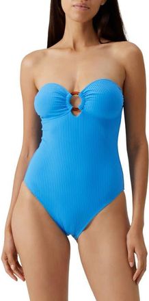 Melissa Odabash Cozumel Strapless One-Piece Swimsuit in Ocean Ribbed at Nordstrom, Size 10